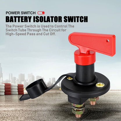 Battery Isolator Switch With 1 Key, 12V/24V Automotive Car Battery Cut Off Switch Emergency Power Cut Off V1188-MS-227-0268