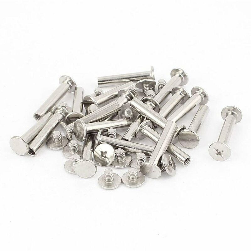 Binding Chicago Screws, 30 Sets Metal Chicago Button Binding Screws Assortment Kit Nickel Plated Binding V1188-MS-227-0272