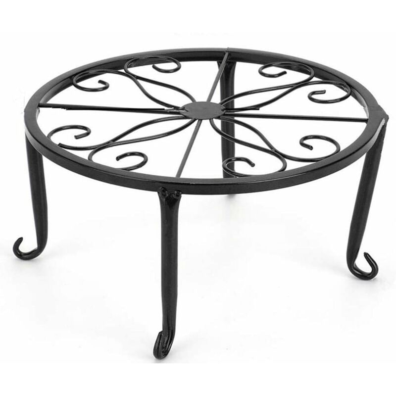 9" Rust Resistant Wrought Iron Metal Plant Pot Stand Black V1188-MS-227-0279