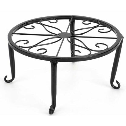 9" Rust Resistant Wrought Iron Metal Plant Pot Stand Black V1188-MS-227-0279