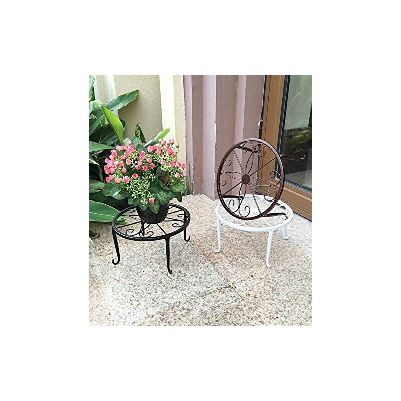 9" Rust Resistant Wrought Iron Metal Plant Pot Stand Black V1188-MS-227-0279