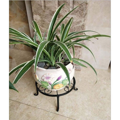 9" Rust Resistant Wrought Iron Metal Plant Pot Stand Black V1188-MS-227-0279