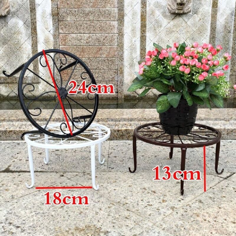 9" Rust Resistant Wrought Iron Metal Plant Pot Stand Black V1188-MS-227-0279