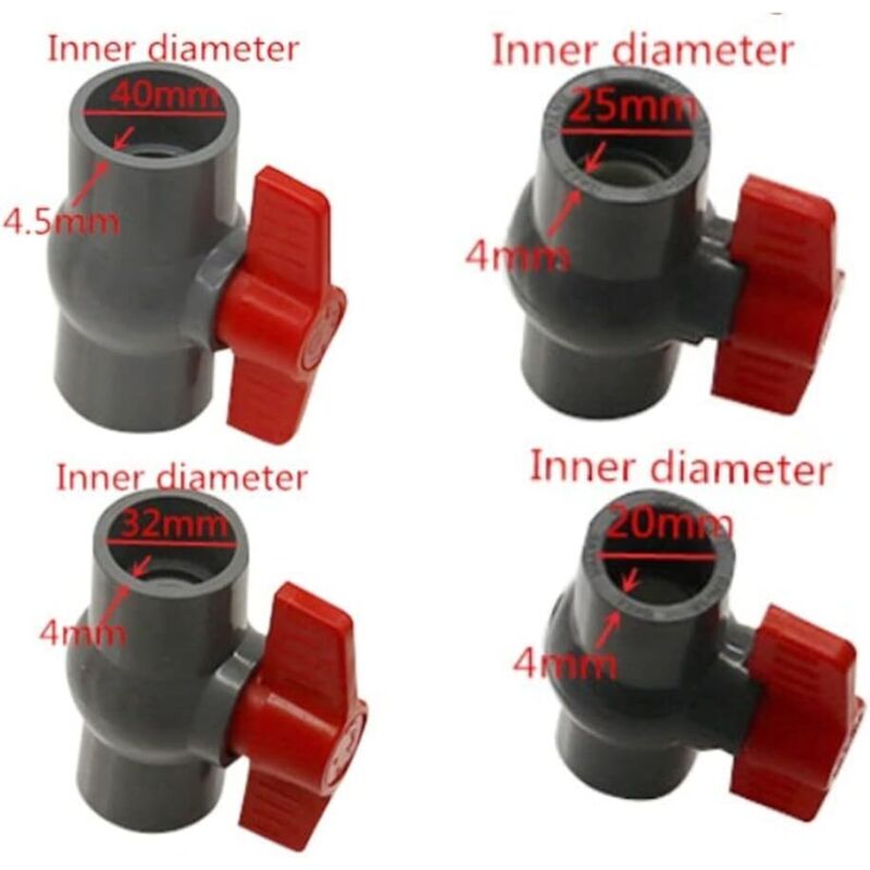Pvc Ball Valve, U-Pvc Plastic Valve, Straight Connectors For Flow Control And Shutoff (20Mm) V1188-MS-227-0297