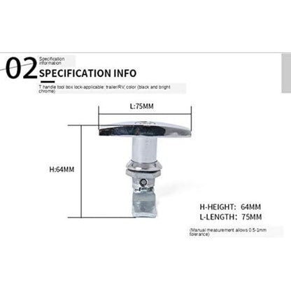 T-Handle Lock With Key, Aluminum Alloy Trailer Door Latch T-Handle Lock Universal T-Handle Lock For Trailers V1188-MS-227-0299