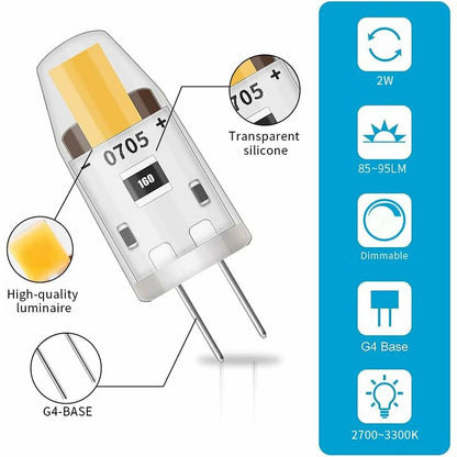 LED G4 Dimmable Light Bulbs,3W Equivalent 30W Halogen Lamp,95Lm Warm White Energy Saving Bulb,No Flicker,Dc V1188-MS-227-0301