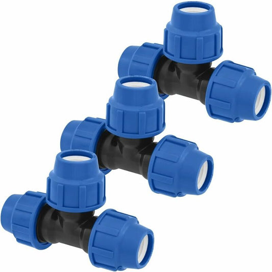 Water Pipe Tee Fittings, 25Mm X 25Mm X 25Mm, Pn16 Compression Pipe Fittings, Connectors Compatible With Pe80 V1188-MS-227-0317
