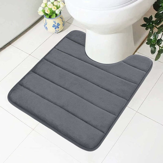 Non-Slip Memory Foam Toilet Mat With Cutout 50 X 60 Cm, Absorbent, Washable For Toilet, DArk Grey V1188-MS-227-0325