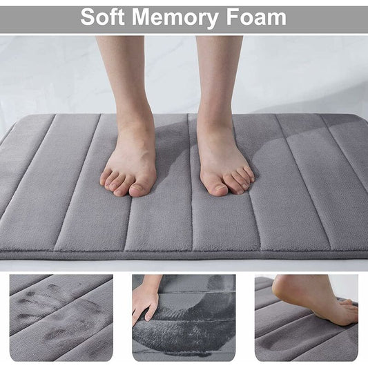 Non-Slip Memory Foam Toilet Mat With Cutout 50 X 60 Cm, Absorbent, Washable For Toilet, DArk Grey V1188-MS-227-0325