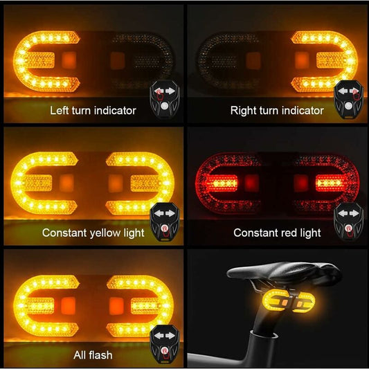 Bike Tail Light With Turn Signals - Split Wireless Remote Control For Cycling Rechargeable 5 Modes Safety V1188-MS-227-0326