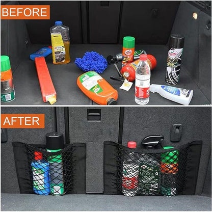 Car Trunk Storage Net, [4 pcs 40X25Cm] Pocket Organizers, Car Storage Net Bag With Elastic Magic Sticker For V1188-MS-227-0329