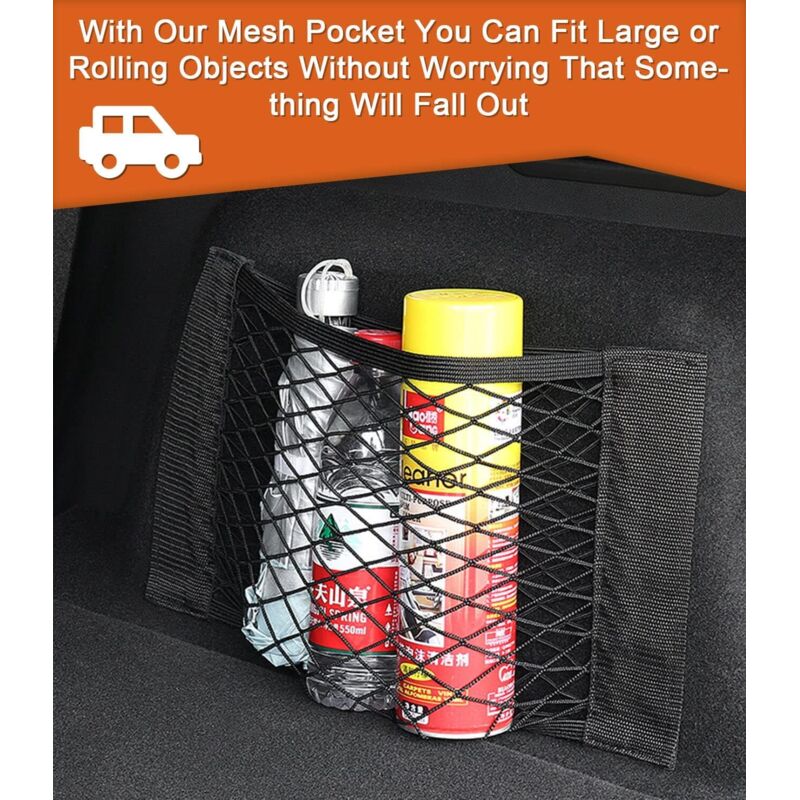 Car Trunk Storage Net, [4 pcs 40X25Cm] Pocket Organizers, Car Storage Net Bag With Elastic Magic Sticker For V1188-MS-227-0329