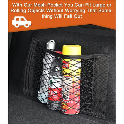 Car Trunk Storage Net, [4 pcs 40X25Cm] Pocket Organizers, Car Storage Net Bag With Elastic Magic Sticker For V1188-MS-227-0329