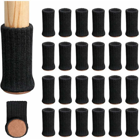 24 pcs Chair Leg Socks, Furniture Leg Caps, Non-Slip Chair Leg Pads For Fits 1"-2" Diameter Chair Legs, Black V1188-MS-227-0330