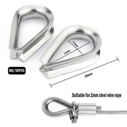 50 pcs M2 304 Stainless Steel Wire ROpe Thimbles Heart Thimble For Steel Cable For 2Mm Wire ROpe V1188-MS-227-0333
