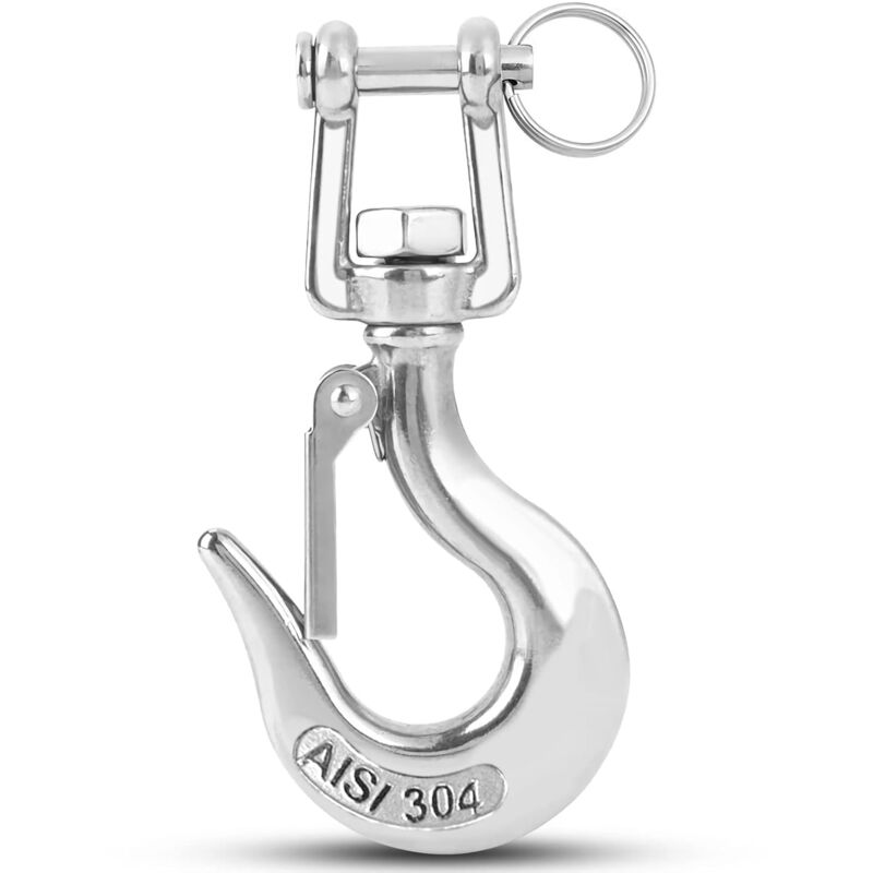 Heavy Duty Lifting Hook Load Towing Lifting Chain Safety Hook Winch Trailer Steel Clevis Safety Latch Lifting V1188-MS-227-0336