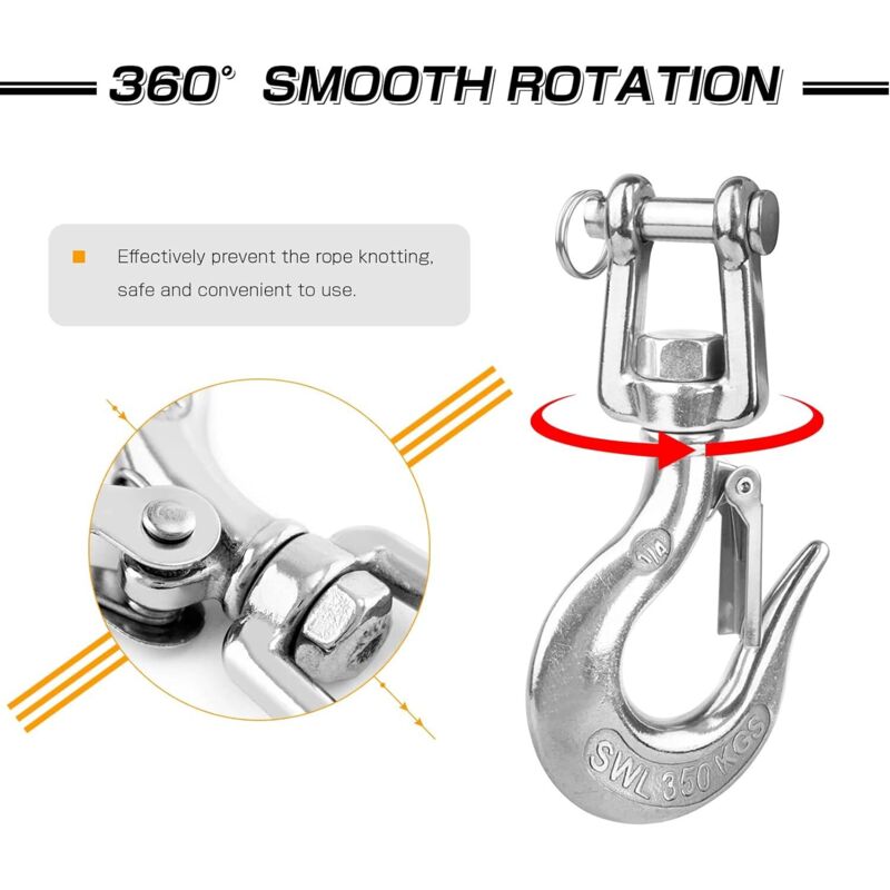 Heavy Duty Lifting Hook Load Towing Lifting Chain Safety Hook Winch Trailer Steel Clevis Safety Latch Lifting V1188-MS-227-0336