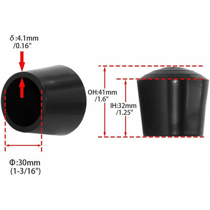 4 pcs ROund Non-Slip Synthetic Rubber Chair Leg Caps 30Mm, 3.0Cm Diameter, Black V1188-MS-227-0340