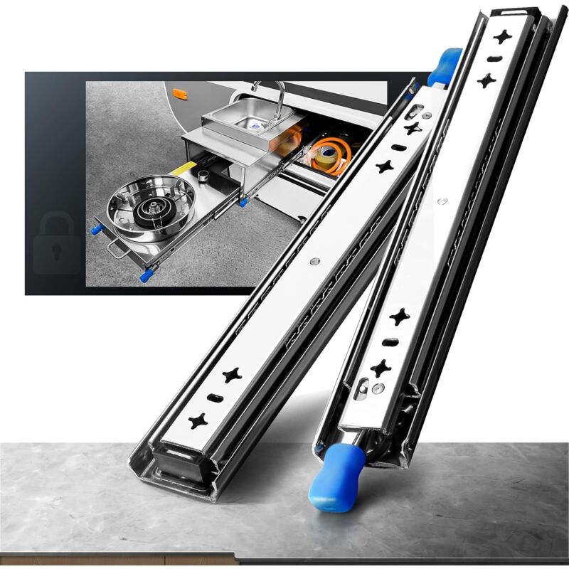 Heavy Duty Drawer Slide With Lock Fixing Drawer Slide 120Kg Load Capacity Ball Bearing 1 Pair (30Cm) V1188-MS-227-0345