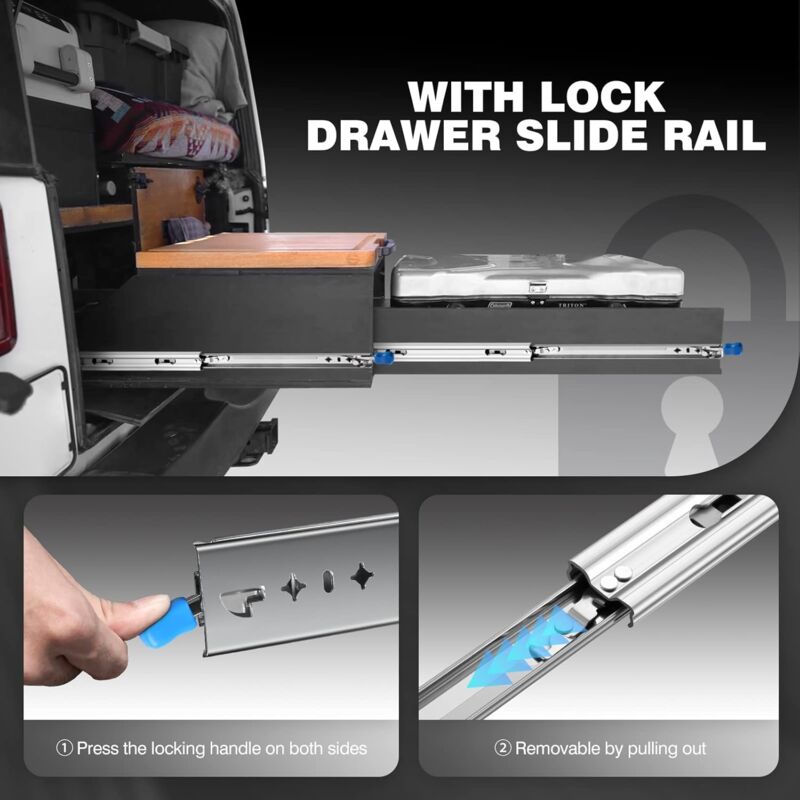 Heavy Duty Drawer Slide With Lock Fixing Drawer Slide 120Kg Load Capacity Ball Bearing 1 Pair (30Cm) V1188-MS-227-0345
