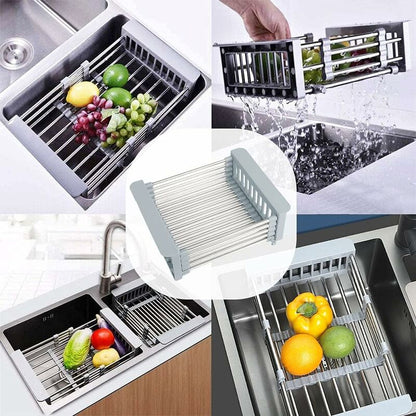 Extendable Sink Drainer, Adjustable Dish Drainer, Stainless Steel Adjustable Dish Drainer, Telescopic Drain V1188-MS-227-0346