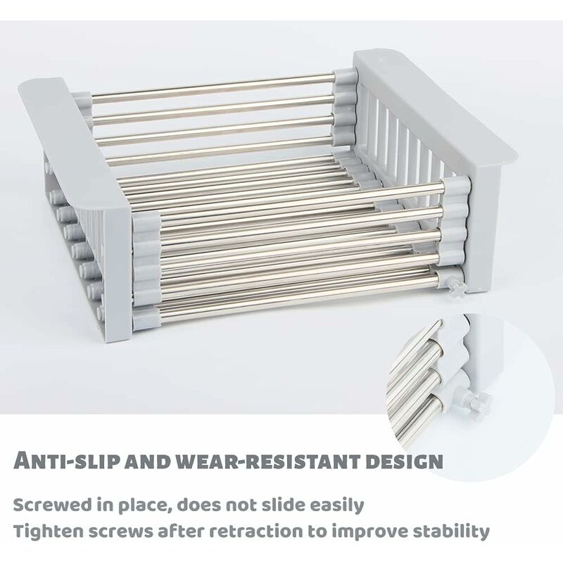 Extendable Sink Drainer, Adjustable Dish Drainer, Stainless Steel Adjustable Dish Drainer, Telescopic Drain V1188-MS-227-0346