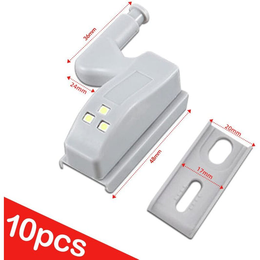 10 pcs Universal Hinge Lights Cabinet Light Warm White Color 12V 23A Battery For Kitchen Home Furniture V1188-MS-227-0351