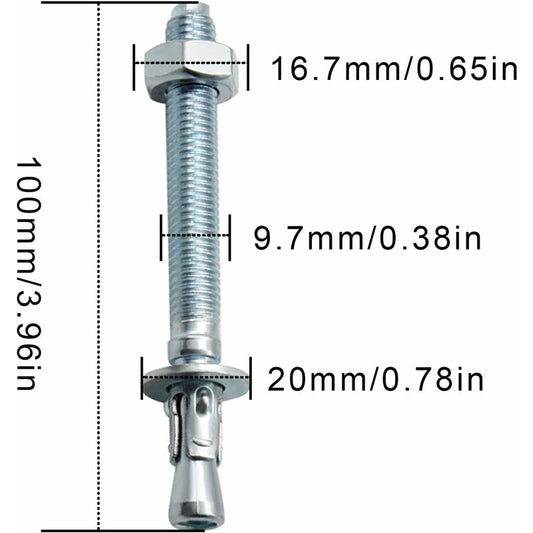 Anchor Plugs, 10 pcs M10/10Mm Galvanized Heavy Duty Anchors, Galvanized Metal Anchors, For Balustrades, V1188-MS-227-0352