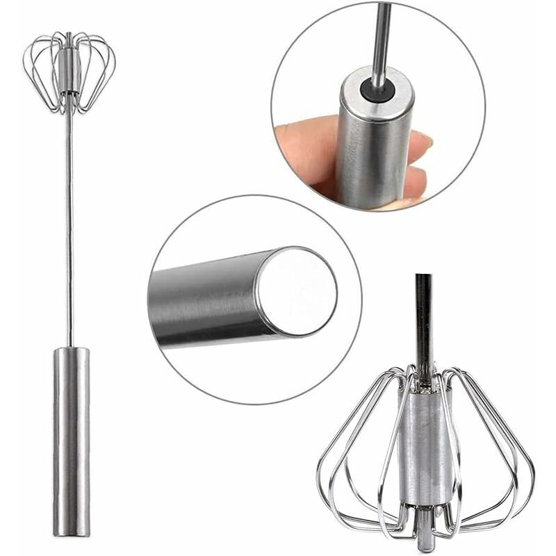 2 Egg Beaters, Multifunctional Semi-Automatic Hand Held Stainless Steel Whisk, Milk Frother, ROtating Beater V1188-MS-227-0353
