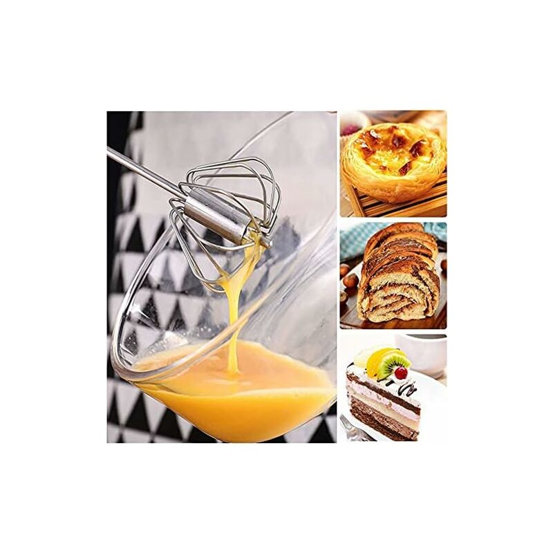 2 Egg Beaters, Multifunctional Semi-Automatic Hand Held Stainless Steel Whisk, Milk Frother, ROtating Beater V1188-MS-227-0353