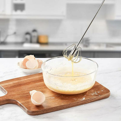2 Egg Beaters, Multifunctional Semi-Automatic Hand Held Stainless Steel Whisk, Milk Frother, ROtating Beater V1188-MS-227-0353