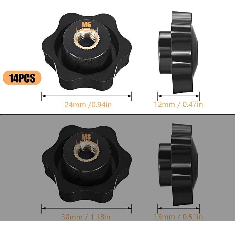 Star Head Clamping Knob, Star Head Clamping Nuts Knob, Clamping Nuts Star Shape Handle, Thread Clamping Knob, V1188-MS-227-0355