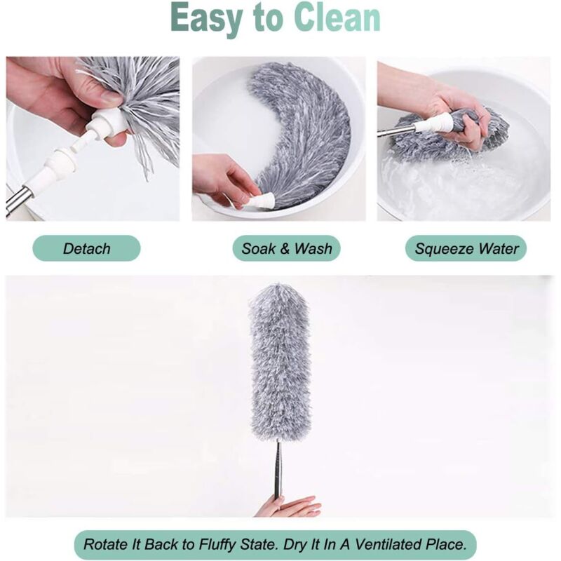 Duster, Telescopic Duster, Microfiber Duster With Stainless Steel Handle, Washable Duster Perfect For V1188-MS-227-0362