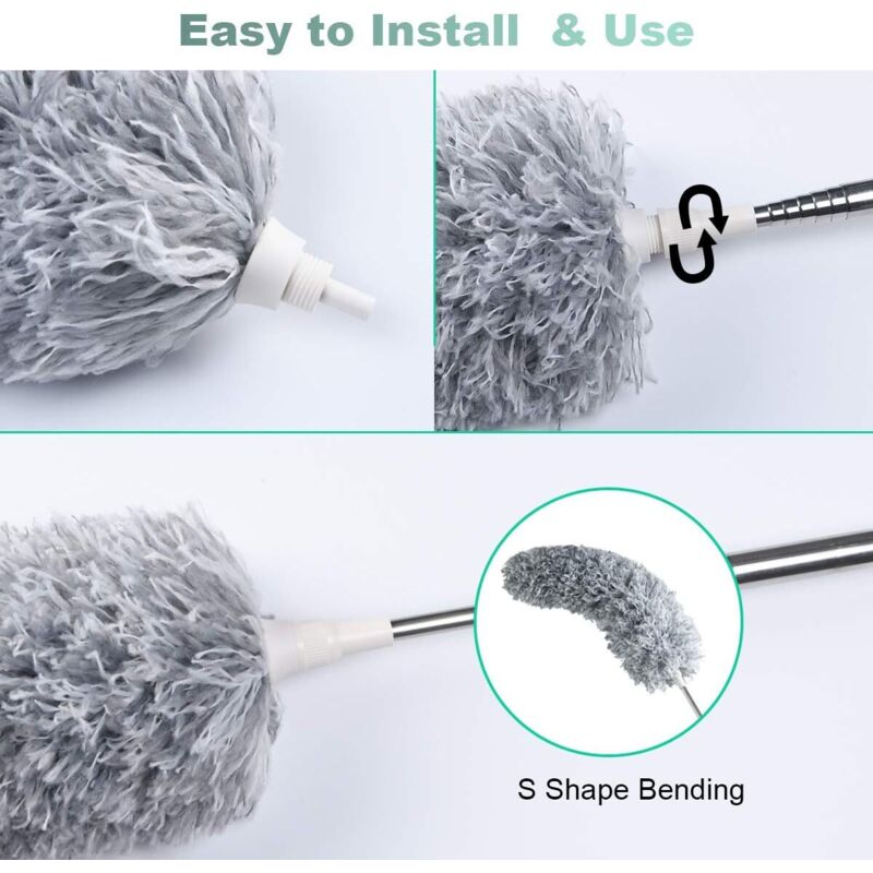 Duster, Telescopic Duster, Microfiber Duster With Stainless Steel Handle, Washable Duster Perfect For V1188-MS-227-0362