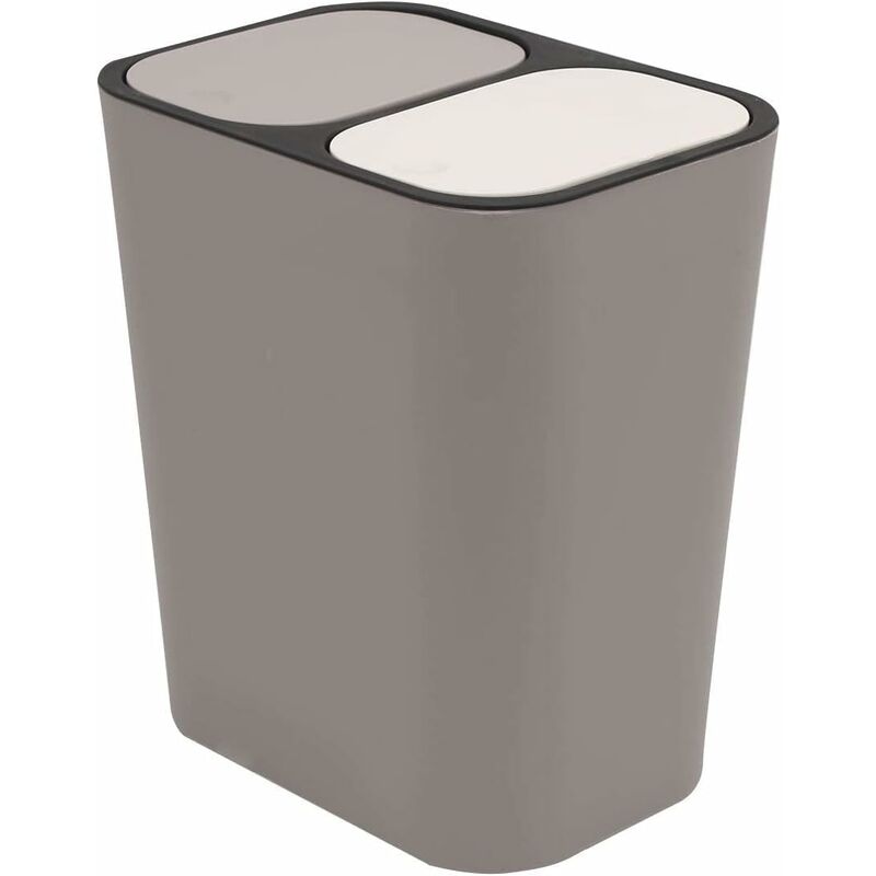 Double Recycling Trash Bin Storage Box Container Rectangle Plastic Push Button Dual Compartment For Kitchen V1188-MS-227-0364
