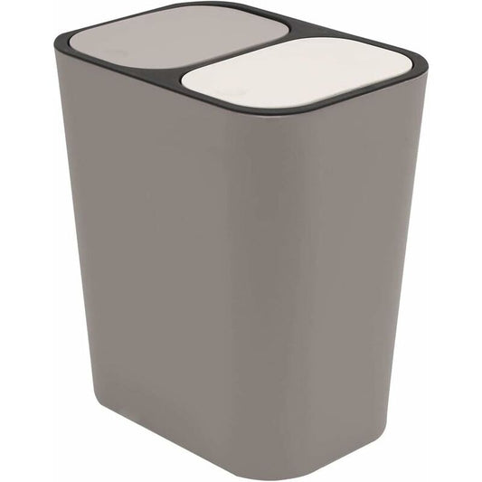 Double Recycling Trash Bin Storage Box Container Rectangle Plastic Push Button Dual Compartment For Kitchen V1188-MS-227-0364