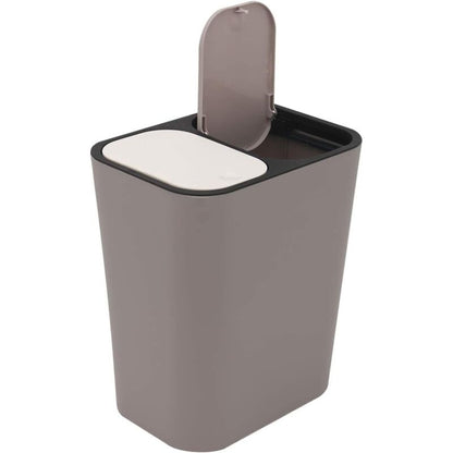 Double Recycling Trash Bin Storage Box Container Rectangle Plastic Push Button Dual Compartment For Kitchen V1188-MS-227-0364