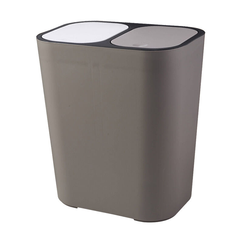 Double Recycling Trash Bin Storage Box Container Rectangle Plastic Push Button Dual Compartment For Kitchen V1188-MS-227-0364