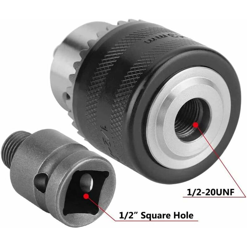 1.5-13Mm Drill Chuck 1/2-20 Unf With Sds Plus Adapter And Wrench Drill Chuck Quick Change Chuck With Key For V1188-MS-227-0374