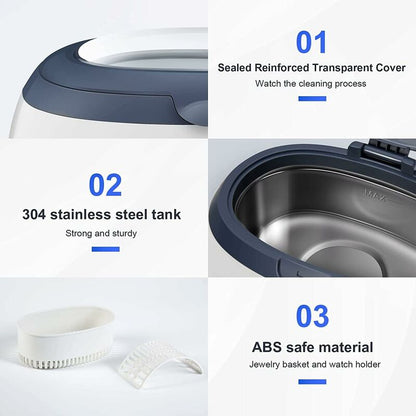 Ultrasonic Cleaner 600Ml Household Cleaning Device With Cleaning Basket And Automatic Holder For Cleaning V1188-MS-227-0375