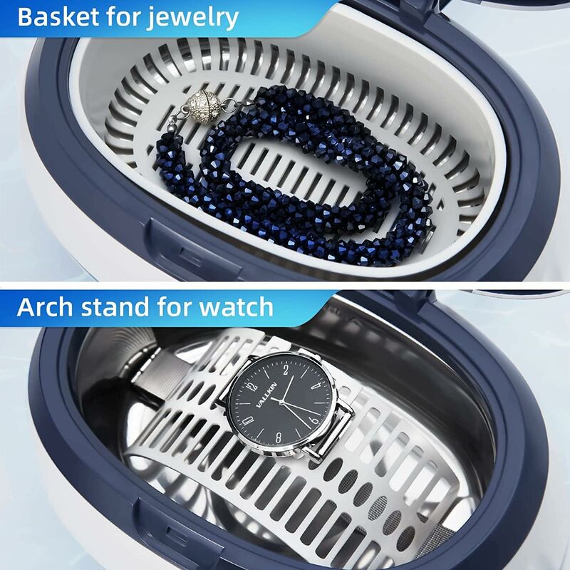Ultrasonic Cleaner 600Ml Household Cleaning Device With Cleaning Basket And Automatic Holder For Cleaning V1188-MS-227-0375