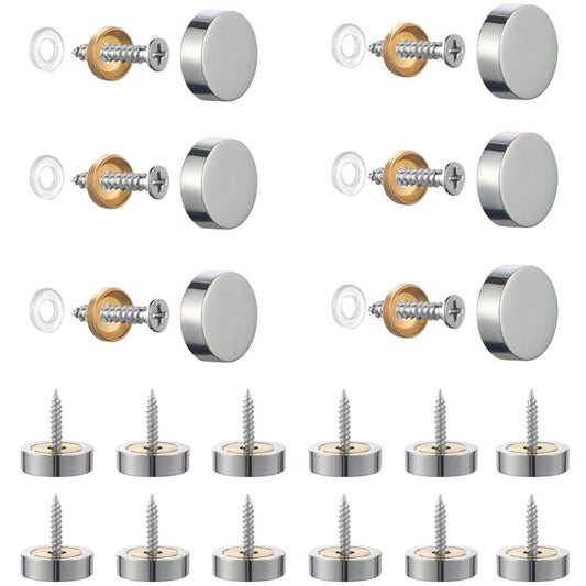 20 pcs Brushed Stainless Steel Screws With Decorative Caps For Mirrors, Tables, Plates, Cabinets, Glass V1188-MS-227-0377