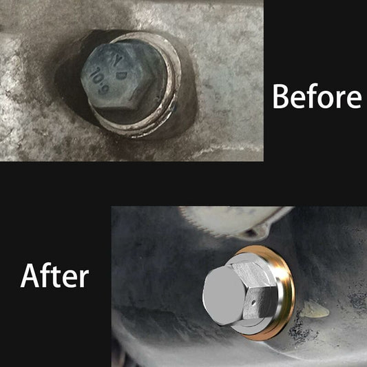 Oil Pan Screw, Universal Metal Anodized Magnetic Engine Oil Pan Nut Drain Plug Anti-Theft With Ring, V1188-MS-227-0381