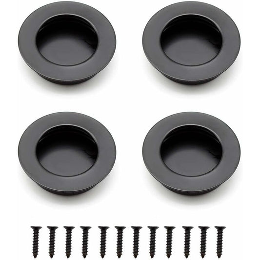 4 pcs ROund Recessed Handles, 40Mm Stainless Steel Sliding Door Handle, Black Furniture Handles Can Be Used V1188-MS-227-0384
