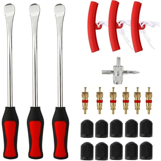 Tire Lever 23 Suits, 3 Tire Levers, 3 Wheel Rim Protectors Tool Kit 10 Tire Valve Caps And Caps For V1188-MS-227-0389