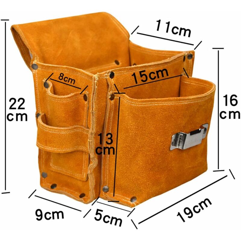Multifunctional Tool Pouch Belt Tool Bag Thickened Tool Waist Bag Durable Cowhide Hardware Tool Storage V1188-MS-227-0398