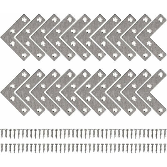 Straight Flat Corner Brace Metal L Shaped Brackets With Screws For Wood Furniture Cupboard Repair Support V1188-MS-227-0399