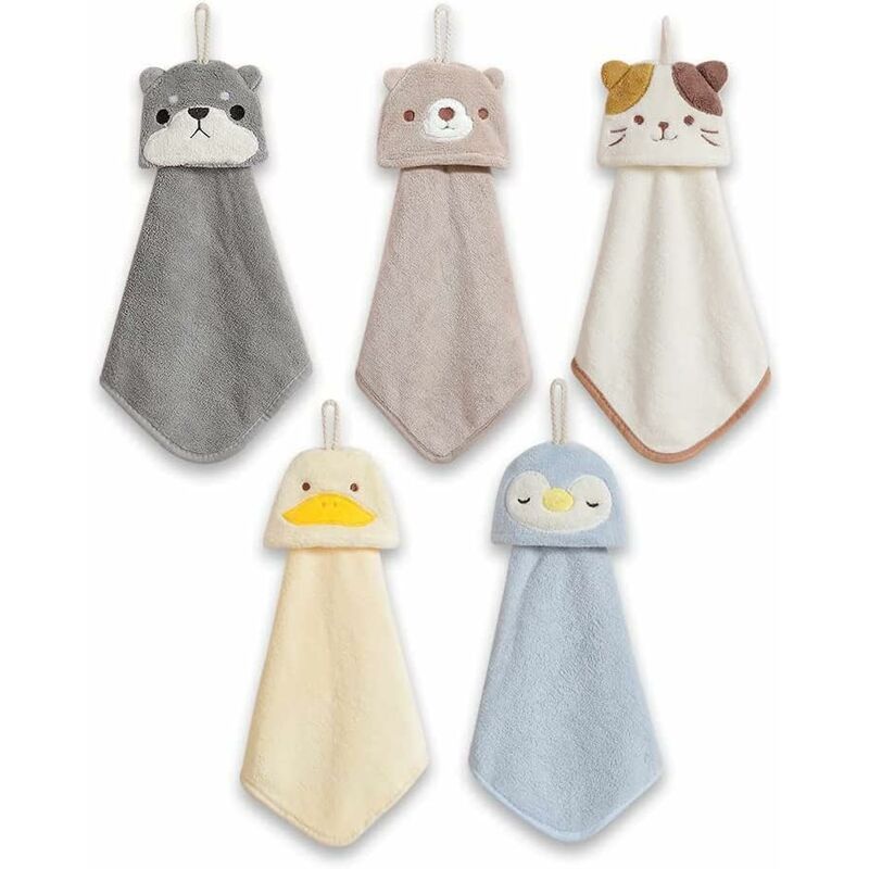5 Pack Hanging Hand Towels With Hanging Loop Absorbent Coral Fleece Bathroom Towels Soft Thick Dishcloth V1188-MS-227-0411