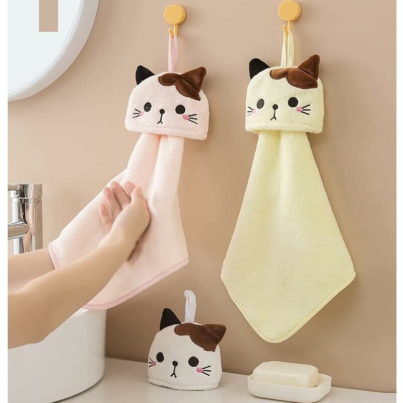 5 Pack Hanging Hand Towels With Hanging Loop Absorbent Coral Fleece Bathroom Towels Soft Thick Dishcloth V1188-MS-227-0411