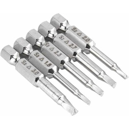 5 pcs Magnetic Triangle Head Screwdriver Bits Set S2 Steel 1.8Mm, 2Mm, 2.3Mm, 2.7Mm, 3Mm, 6.35Mm Hex Shank, V1188-MS-227-0413
